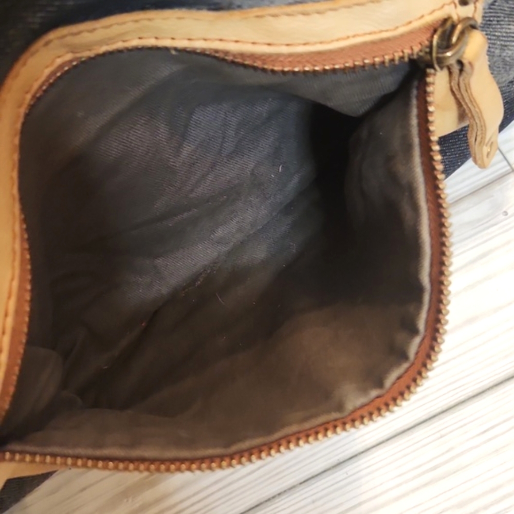 Womens Schuler & Sons Anthropologie gray tie dye & leather shoulder bag. - Picture 10 of 14